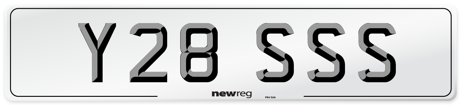 Y28 SSS Number Plate from New Reg